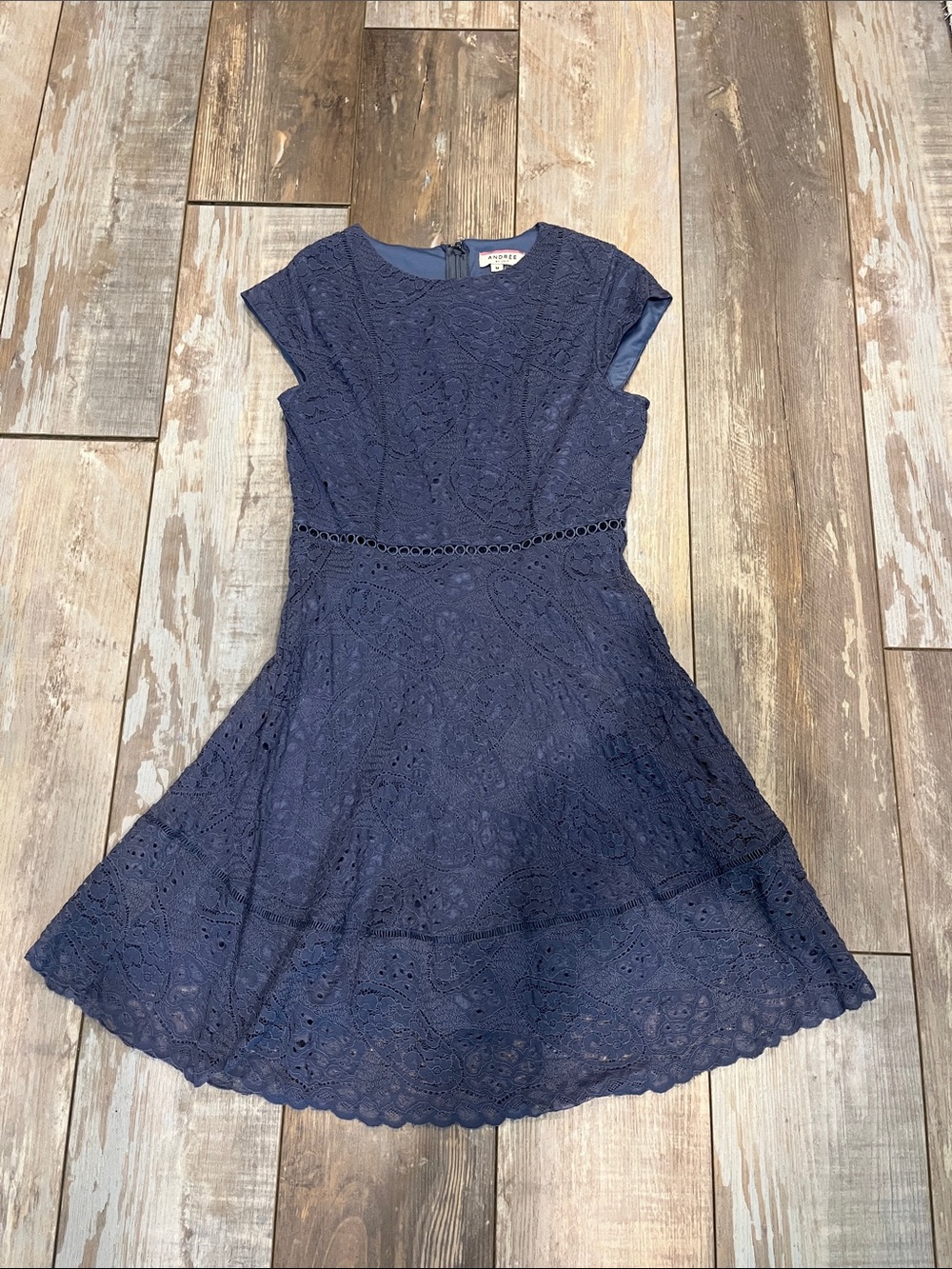 Women’s Navy Lace Fit-and-Flare Party Dress